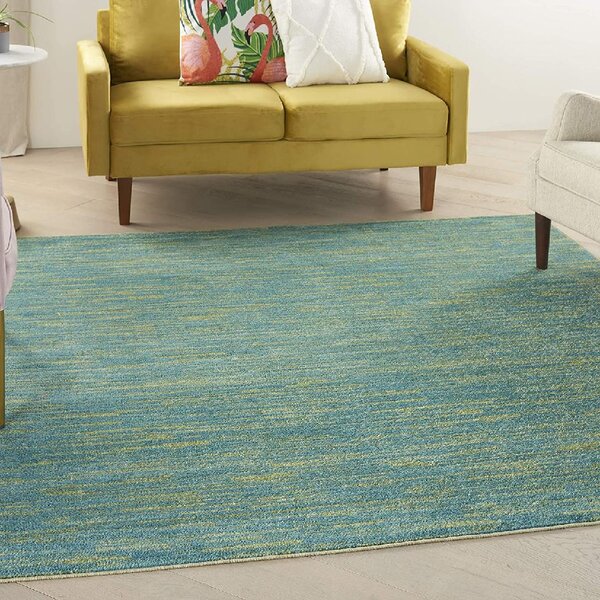Square Tufted Area Rug in Blue Green